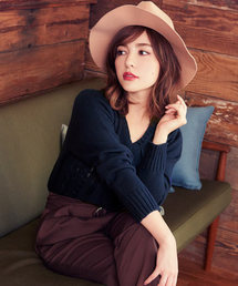 KOBE LETTUCE | 大人カワイイほっこりニット登場★選べる2Type！[VorUネック]アラン編みケーブルニットトップス/レディースセーター/長袖/神戸レタス[C2672](ニット/セーター)