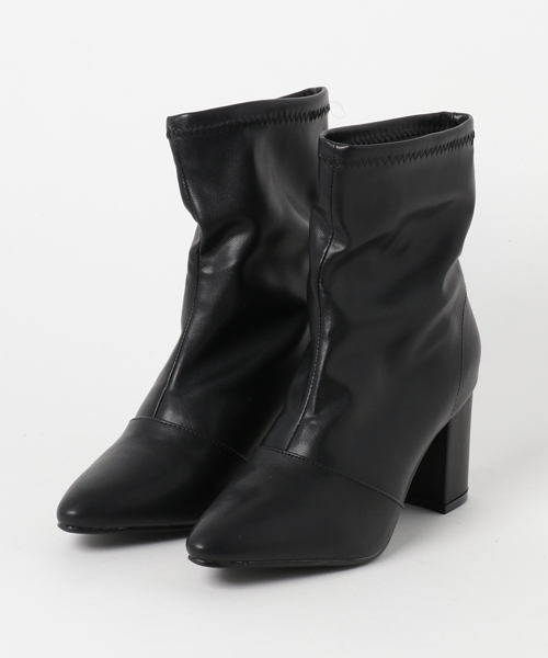 KOBE LETTUCE（コウベレタス）の「太ヒールで歩きやすい♪足に柔らかくフィットする！ストレッチショートブーツ/シューズ/レディース[I1387]神戸レタス（ブーツ・レディース・ブラック/ブラック系その他/ワイン/キャメル/ライトグレー・L/LL/M/S）」の9枚目の写真