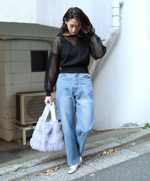 PAGEBOY（ページボーイ）の「透けニットプルオーバー（ニット/セーター・レディース・ブラック/オフホワイト/ベージュ/ライトブルー・FREE）」の12枚目の写真