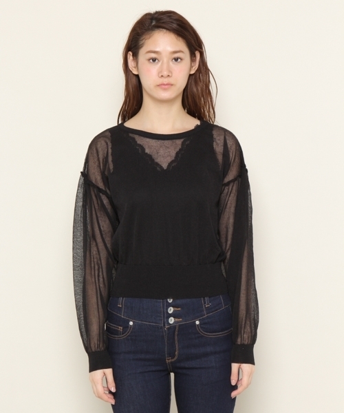 PAGEBOY（ページボーイ）の「透けニットプルオーバー（ニット/セーター・レディース・ブラック/オフホワイト/ベージュ/ライトブルー・FREE）」の13枚目の写真