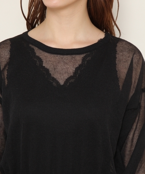 PAGEBOY（ページボーイ）の「透けニットプルオーバー（ニット/セーター・レディース・ブラック/オフホワイト/ベージュ/ライトブルー・FREE）」の7枚目の写真