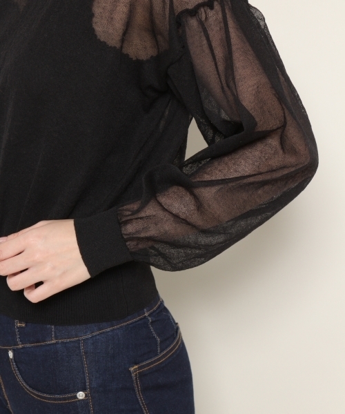 PAGEBOY（ページボーイ）の「透けニットプルオーバー（ニット/セーター・レディース・ブラック/オフホワイト/ベージュ/ライトブルー・FREE）」の9枚目の写真