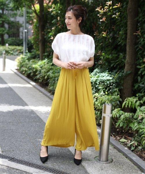 laboratory work（ラボラトリーワーク）の「サテンギャザーパンツ（その他パンツ・レディース・ブラウン/ネイビー/イエロー・MEDIUM）」の5枚目の写真