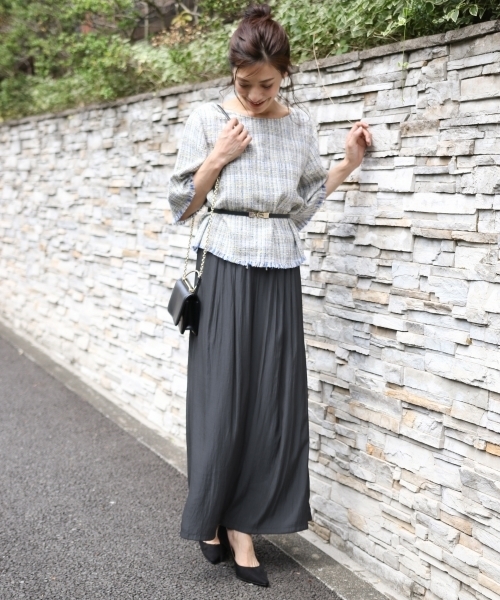 laboratory work（ラボラトリーワーク）の「サテンギャザーパンツ（その他パンツ・レディース・ブラウン/ネイビー/イエロー・MEDIUM）」の6枚目の写真