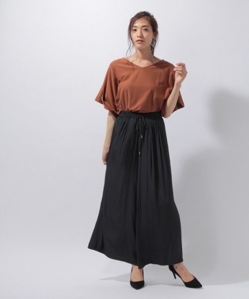 laboratory work（ラボラトリーワーク）の「サテンギャザーパンツ（その他パンツ・レディース・ブラウン/ネイビー/イエロー・MEDIUM）」の9枚目の写真