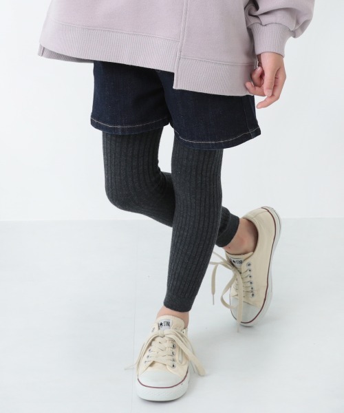 devirock（デビロック）の「3WAYリブタイツ レギンス（レギンス/スパッツ・キッズ・ブラック/杢グレー/ヘザーチャコール/ワイン・S/M/L/LL）」の3枚目の写真