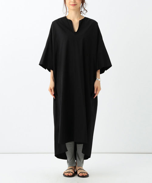 Demi-Luxe BEAMS（デミルクス ビームス）の「TICCA / 別注 キーネック ショートスリーブ ワンピース（ワンピース・レディース・ブラック・ONE SIZE）」の3枚目の写真