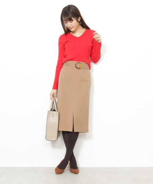 N.（N. Natural Beauty Basic）（エヌエヌナチュラルビューティーベーシック）の「ワイドリブＶネックニット（ニット/セーター・レディース・ブラック/ホワイト/レッド/ブルー・MEDIUM）」の16枚目の写真