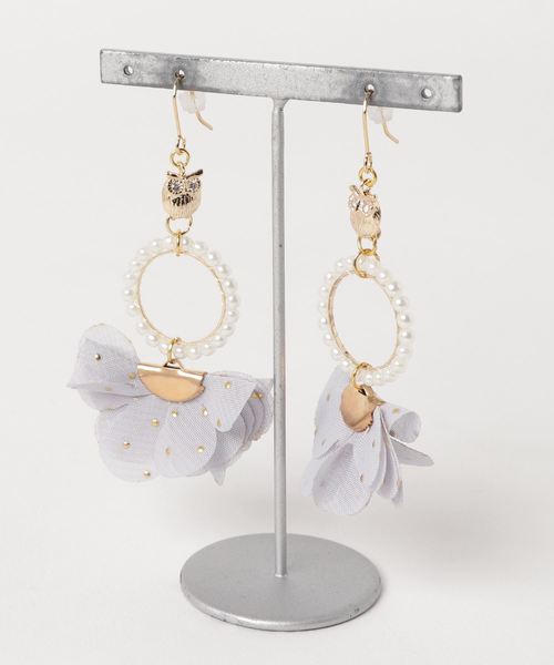 TONE SELECT GOODS(トーンセレクトグッズ)の「【PetitBonheur*accessories】owl frill(ピアス(両耳用)・レディース・ブラック/グレー・FREE)」の1枚目の写真
