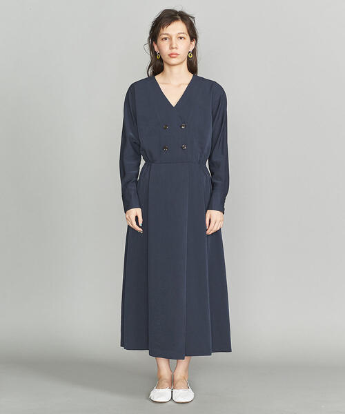 BEAUTY&YOUTH UNITED ARROWS（ビューティーアンドユースユナイテッドアローズ）の「BY マットデシンフロントボタンVネックワンピース ◆（ワンピース・レディース・ケリー/ベージュ/ネイビー・FREE）」の14枚目の写真