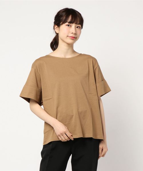 earth music&ecology（アースミュージックアンドエコロジー）の「・ワイドカフスTシャツ ●（Tシャツ/カットソー・レディース・ブラック/パープル/カーキ/アイボリー/ライトブラウン/杢グレー・FREE）」の4枚目の写真