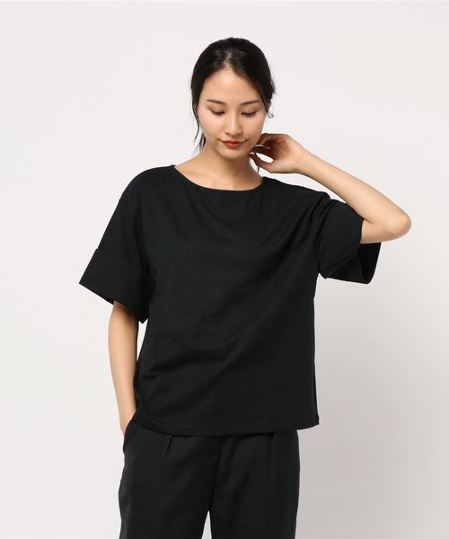 earth music&ecology（アースミュージックアンドエコロジー）の「・ワイドカフスTシャツ ●（Tシャツ/カットソー・レディース・ブラック/パープル/カーキ/アイボリー/ライトブラウン/杢グレー・FREE）」の3枚目の写真