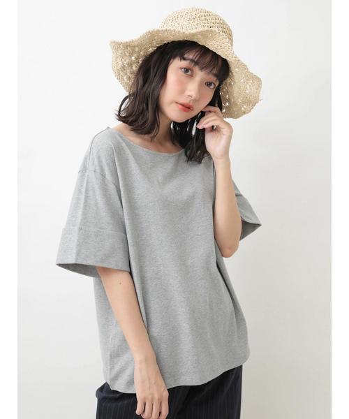 earth music&ecology（アースミュージックアンドエコロジー）の「・ワイドカフスTシャツ ●（Tシャツ/カットソー・レディース・ブラック/パープル/カーキ/アイボリー/ライトブラウン/杢グレー・FREE）」の14枚目の写真