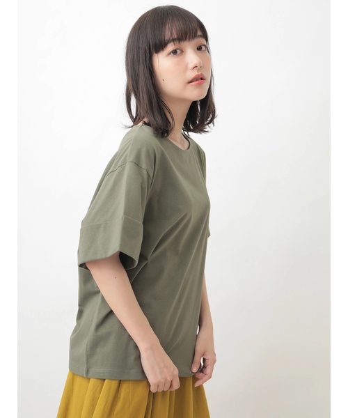 earth music&ecology（アースミュージックアンドエコロジー）の「・ワイドカフスTシャツ ●（Tシャツ/カットソー・レディース・ブラック/パープル/カーキ/アイボリー/ライトブラウン/杢グレー・FREE）」の5枚目の写真