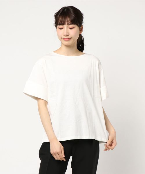 earth music&ecology（アースミュージックアンドエコロジー）の「・ワイドカフスTシャツ ●（Tシャツ/カットソー・レディース・ブラック/パープル/カーキ/アイボリー/ライトブラウン/杢グレー・FREE）」の7枚目の写真