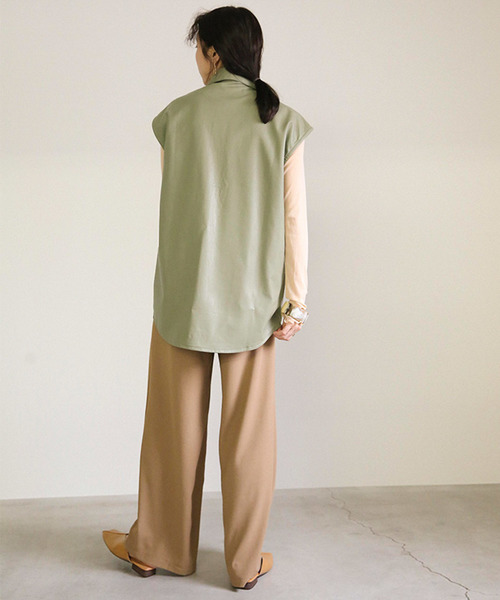 select MOCA（セレクトモカ）の「フェイクレザーベストジャケット（その他アウター・レディース・ベージュ/ライトカーキ/ライトベージュ・FREE）」の12枚目の写真