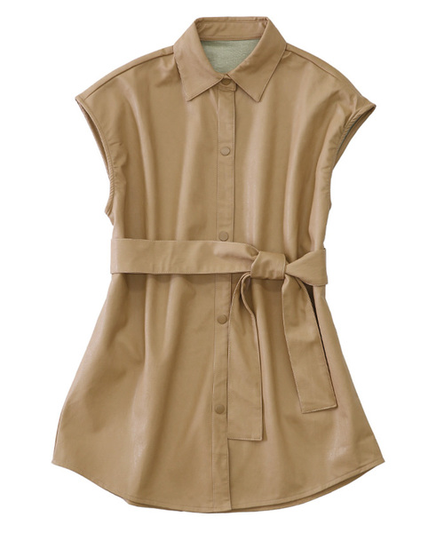 select MOCA（セレクトモカ）の「フェイクレザーベストジャケット（その他アウター・レディース・ベージュ/ライトカーキ/ライトベージュ・FREE）」の15枚目の写真