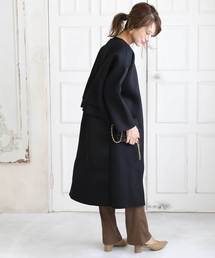 M y u | ボンディングバックフリルコーディガン(その他アウター)