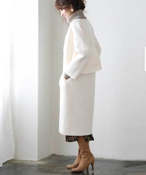 M y u（ミュー）の「ボンディングバックフリルコーディガン（その他アウター・レディース・ブラック/ベージュ/カーキ/クリーム/トップグレー/ブラウン系その他・FREE）」の17枚目の写真