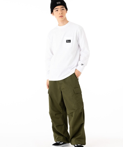 NEW ERA（ニューエラ）の「オンスポッツ別注 ニューエラ Tシャツ 長袖 ポケット BLACK PATCH NEW ERA ロンT（Tシャツ/カットソー・メンズ・ホワイト/ブラック/ベージュ/オリーブ/ネイビー/ベージュ系その他/グレー/ベージュ系その他2/ネイビー系・MEDIUM/LARGE/X-LARGE/SMALL/XX-LARGE）」の20枚目の写真
