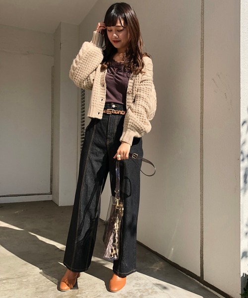 one after another NICE CLAUP（ワンアフターアナザーナイスクラップ）の「【WEB限定】ケーブルカーディガン（カーディガン/ボレロ・レディース・アイボリー/グレー/ブラウン/ベージュ・FREE）」の7枚目の写真