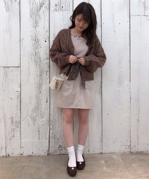 one after another NICE CLAUP（ワンアフターアナザーナイスクラップ）の「【WEB限定】ケーブルカーディガン（カーディガン/ボレロ・レディース・アイボリー/グレー/ブラウン/ベージュ・FREE）」の14枚目の写真
