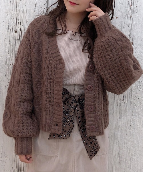 one after another NICE CLAUP（ワンアフターアナザーナイスクラップ）の「【WEB限定】ケーブルカーディガン（カーディガン/ボレロ・レディース・アイボリー/グレー/ブラウン/ベージュ・FREE）」の16枚目の写真