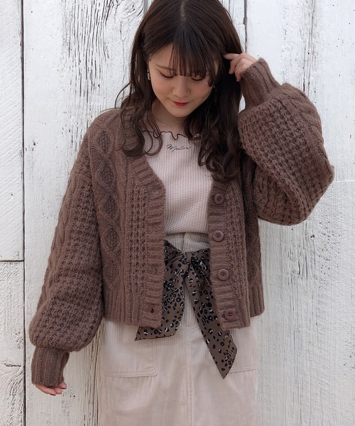 one after another NICE CLAUP（ワンアフターアナザーナイスクラップ）の「【WEB限定】ケーブルカーディガン（カーディガン/ボレロ・レディース・アイボリー/グレー/ブラウン/ベージュ・FREE）」の15枚目の写真