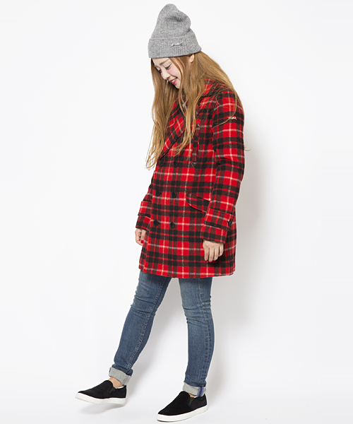 X-girl(エックスガール)の「LONG PEA COAT(ピーコート・レディース・ブラック/レッド/ネイビー・1/2)」の3枚目の写真