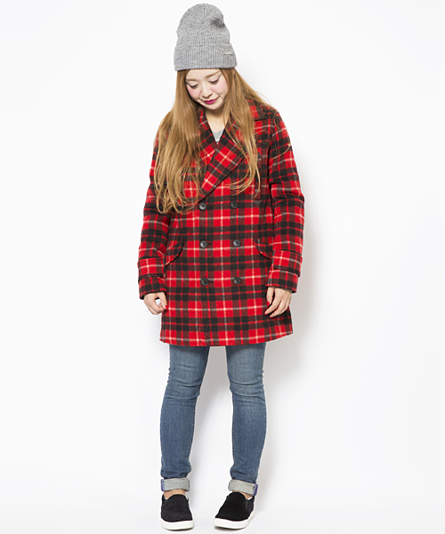 X-girl(エックスガール)の「LONG PEA COAT(ピーコート・レディース・ブラック/レッド/ネイビー・1/2)」の10枚目の写真