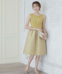 ジャガードチュール重ねスカートワンピース