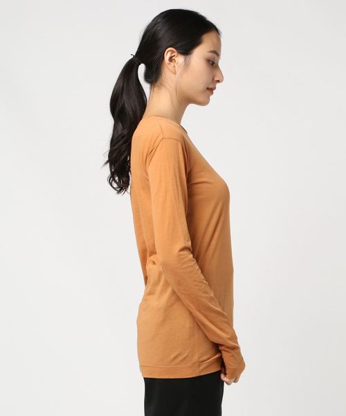 ESTNATION（エストネーション）の「ESTNATION / シアーロングスリーブTシャツ（Tシャツ/カットソー・レディース・チャコールグレー/ブラウン/ホワイト/ライトグリーン・38）」の5枚目の写真