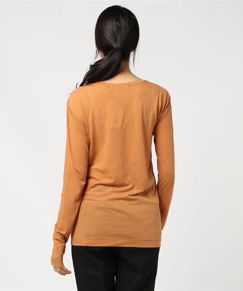 ESTNATION（エストネーション）の「ESTNATION / シアーロングスリーブTシャツ（Tシャツ/カットソー・レディース・チャコールグレー/ブラウン/ホワイト/ライトグリーン・38）」の6枚目の写真