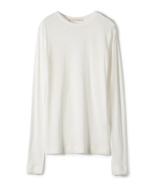 ESTNATION（エストネーション）の「ESTNATION / シアーロングスリーブTシャツ（Tシャツ/カットソー・レディース・チャコールグレー/ブラウン/ホワイト/ライトグリーン・38）」の2枚目の写真