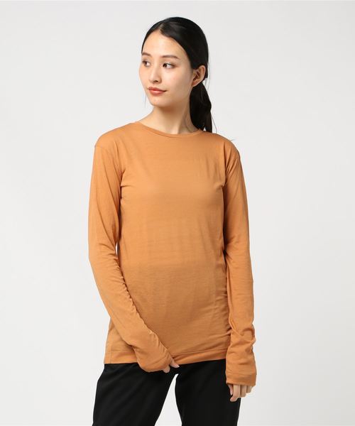 ESTNATION（エストネーション）の「ESTNATION / シアーロングスリーブTシャツ（Tシャツ/カットソー・レディース・チャコールグレー/ブラウン/ホワイト/ライトグリーン・38）」の9枚目の写真