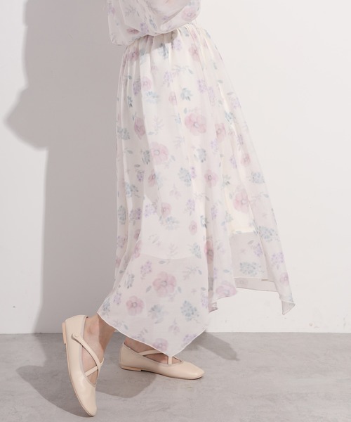 one after another NICE CLAUP（ワンアフターアナザーナイスクラップ）の「オリジナルプリントフラワースカート（スカート・レディース・ピンク/ブルー・FREE）」の6枚目の写真