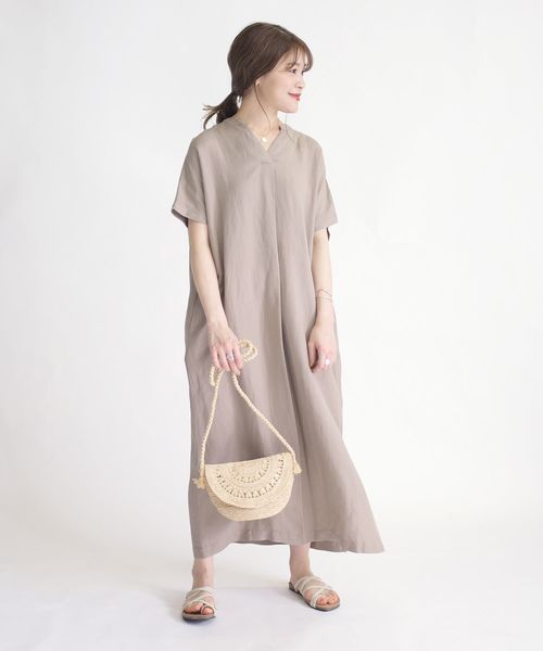 SHIPS Days（シップスデイズ）の「SHIPS Days:リネンスキッパーワンピース（ワンピース・レディース・ブラック/ベージュ/オリーブ・ONE SIZE）」の3枚目の写真