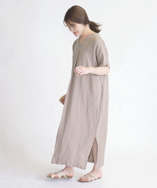 SHIPS Days（シップスデイズ）の「SHIPS Days:リネンスキッパーワンピース（ワンピース・レディース・ブラック/ベージュ/オリーブ・ONE SIZE）」の21枚目の写真