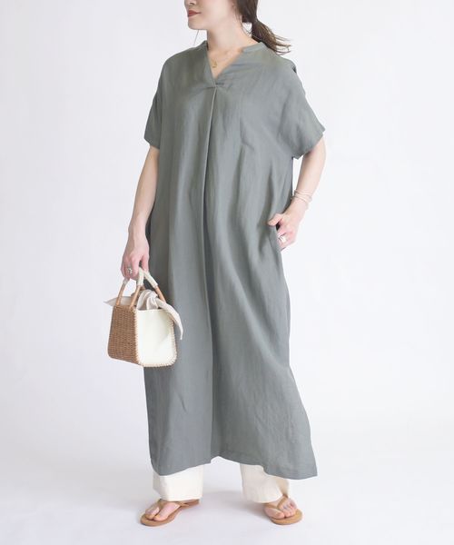 SHIPS Days（シップスデイズ）の「SHIPS Days:リネンスキッパーワンピース（ワンピース・レディース・ブラック/ベージュ/オリーブ・ONE SIZE）」の17枚目の写真