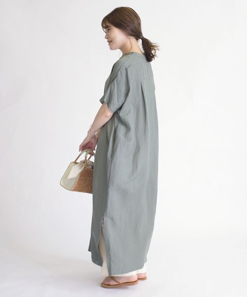 SHIPS Days（シップスデイズ）の「SHIPS Days:リネンスキッパーワンピース（ワンピース・レディース・ブラック/ベージュ/オリーブ・ONE SIZE）」の13枚目の写真