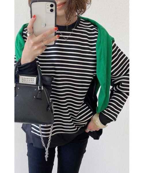 トップス Bonjour Sagan 前後2wayブラウススウェット切替トップス（Tシャツ/カットソー