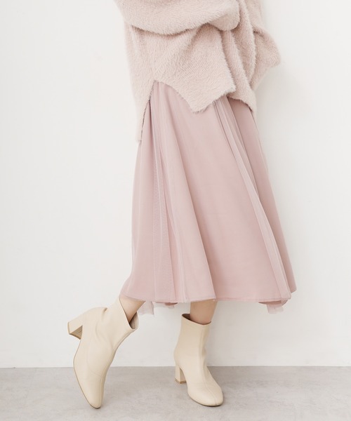 one after another NICE CLAUP(ワンアフターアナザーナイスクラップ)の「サテンチュールスカート(スカート・レディース・ベージュ/グレー/ピンク・FREE)」の3枚目の写真