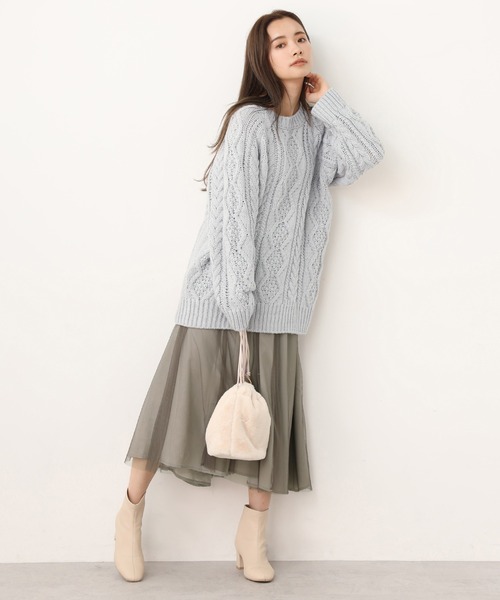 one after another NICE CLAUP(ワンアフターアナザーナイスクラップ)の「サテンチュールスカート(スカート・レディース・ベージュ/グレー/ピンク・FREE)」の12枚目の写真