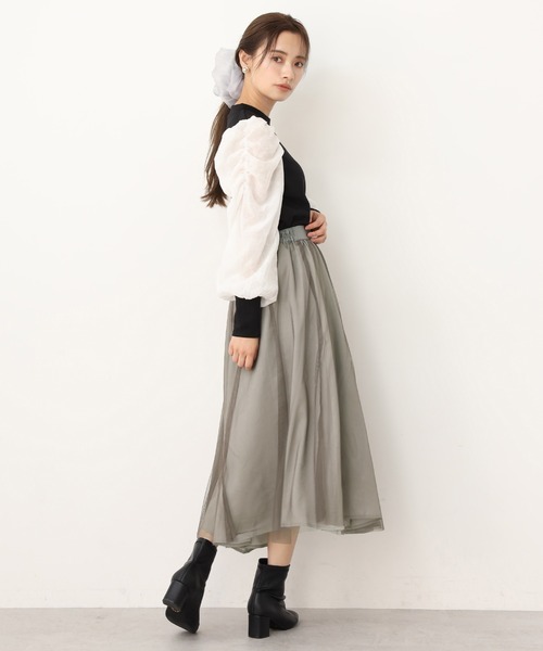 one after another NICE CLAUP(ワンアフターアナザーナイスクラップ)の「サテンチュールスカート(スカート・レディース・ベージュ/グレー/ピンク・FREE)」の9枚目の写真