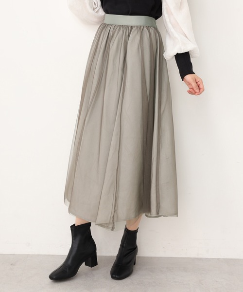 one after another NICE CLAUP(ワンアフターアナザーナイスクラップ)の「サテンチュールスカート(スカート・レディース・ベージュ/グレー/ピンク・FREE)」の7枚目の写真
