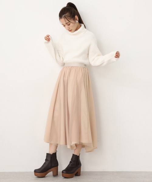 one after another NICE CLAUP(ワンアフターアナザーナイスクラップ)の「サテンチュールスカート(スカート・レディース・ベージュ/グレー/ピンク・FREE)」の18枚目の写真