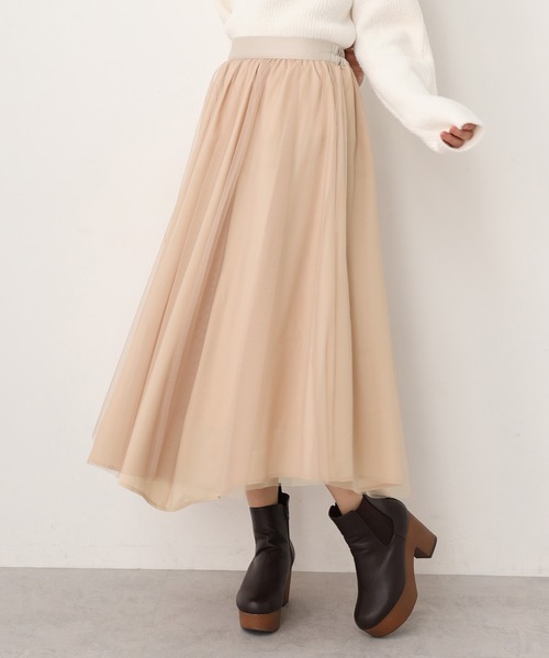 one after another NICE CLAUP(ワンアフターアナザーナイスクラップ)の「サテンチュールスカート(スカート・レディース・ベージュ/グレー/ピンク・FREE)」の14枚目の写真