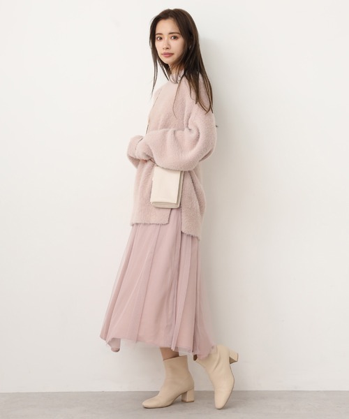 one after another NICE CLAUP(ワンアフターアナザーナイスクラップ)の「サテンチュールスカート(スカート・レディース・ベージュ/グレー/ピンク・FREE)」の4枚目の写真