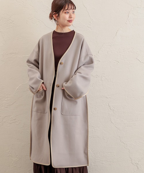 natural couture（ナチュラルクチュール）の「キルトライナー付きパイピングコート（その他アウター・レディース・モカ/ベージュ/グレイッシュベージュ・FREE）」の7枚目の写真