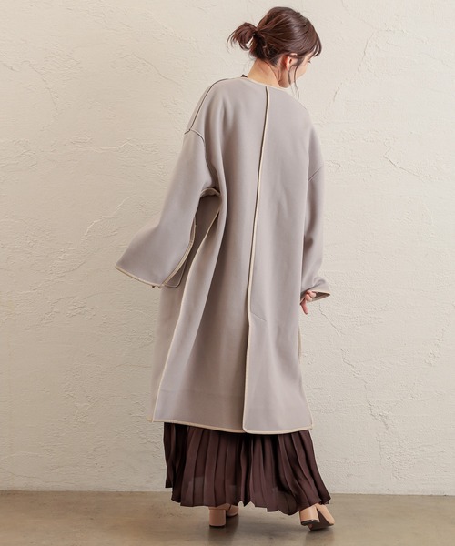 natural couture（ナチュラルクチュール）の「キルトライナー付きパイピングコート（その他アウター・レディース・モカ/ベージュ/グレイッシュベージュ・FREE）」の6枚目の写真
